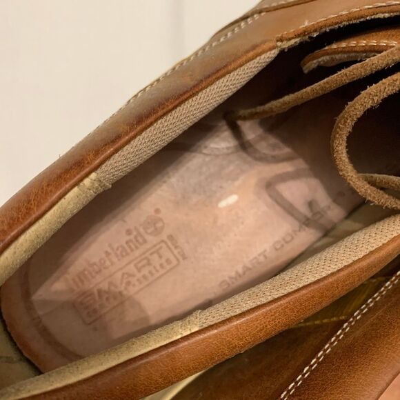 Timberland Sz 14 classic leather 3 Eye Lug loafers boat shoes brown main image 4